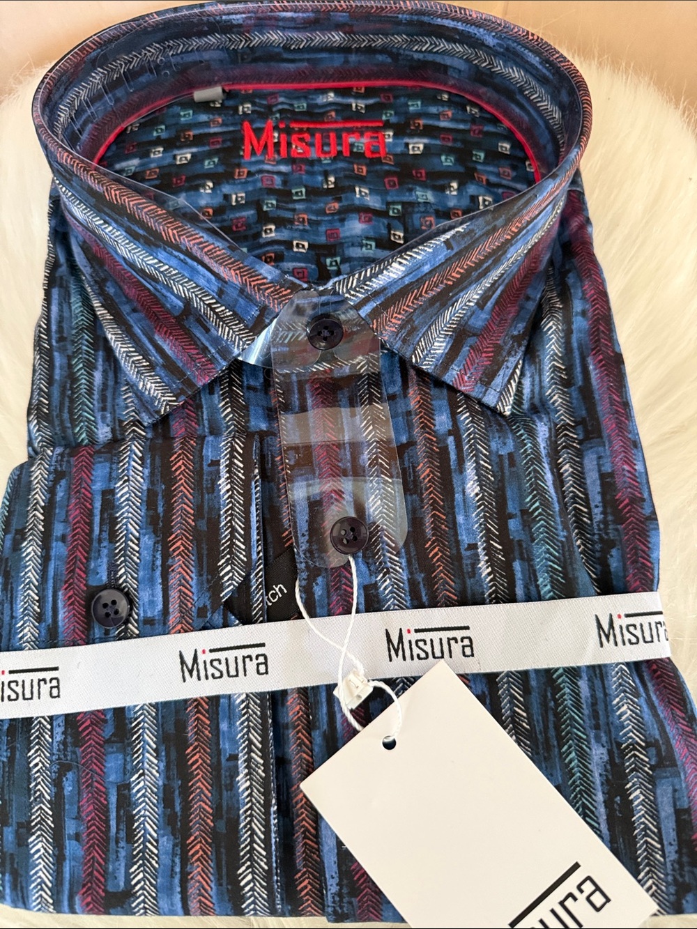 Misura NEW 3XL Men’s Multi-Stripe Dress Casual Natural Stretch Long Sleeve Shirt
